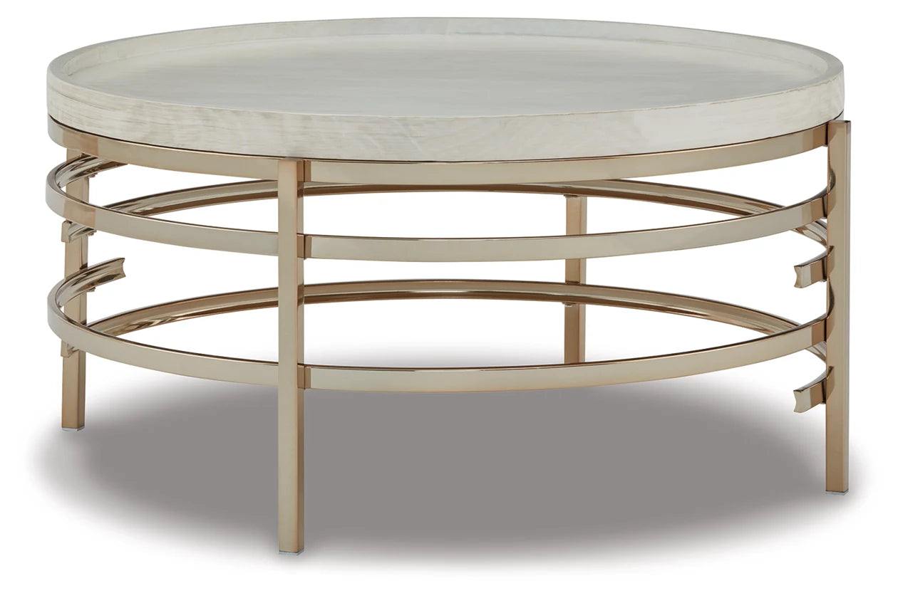 MONTIFLYN ROUND COCKTAIL COFFEE TABLE WHITE/GOLD