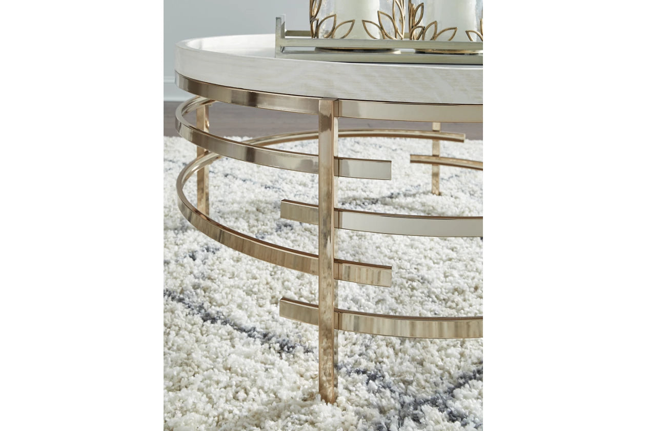 MONTIFLYN ROUND COCKTAIL COFFEE TABLE WHITE/GOLD