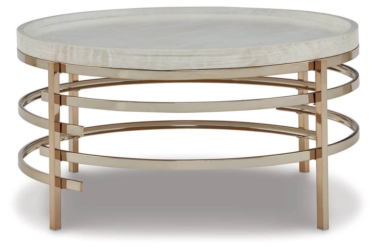 MONTIFLYN ROUND COCKTAIL COFFEE TABLE WHITE/GOLD