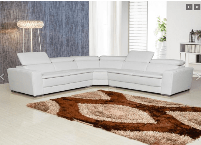 U9636 - LEATHER SECTIONAL LIVING ROOM SET - WHITE