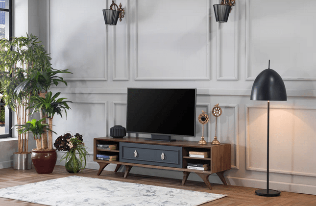 ALEGRO TV STAND LIGHT WALNUT /ANTHRACITE