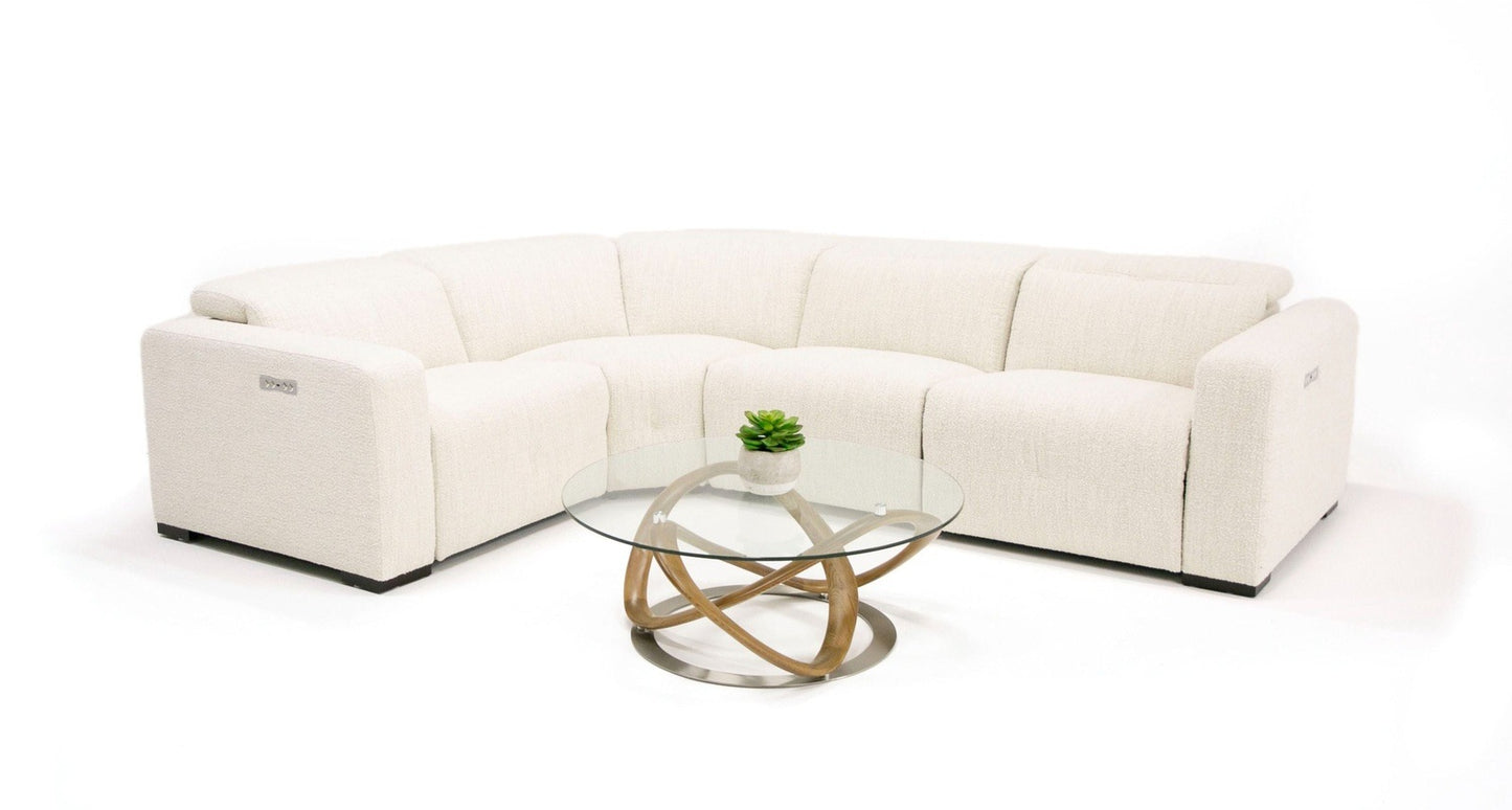 DIVANI CASA BECK- CONTEMPORARY WHITE FABRIC SECTIONAL WITH 3 RECLINERS