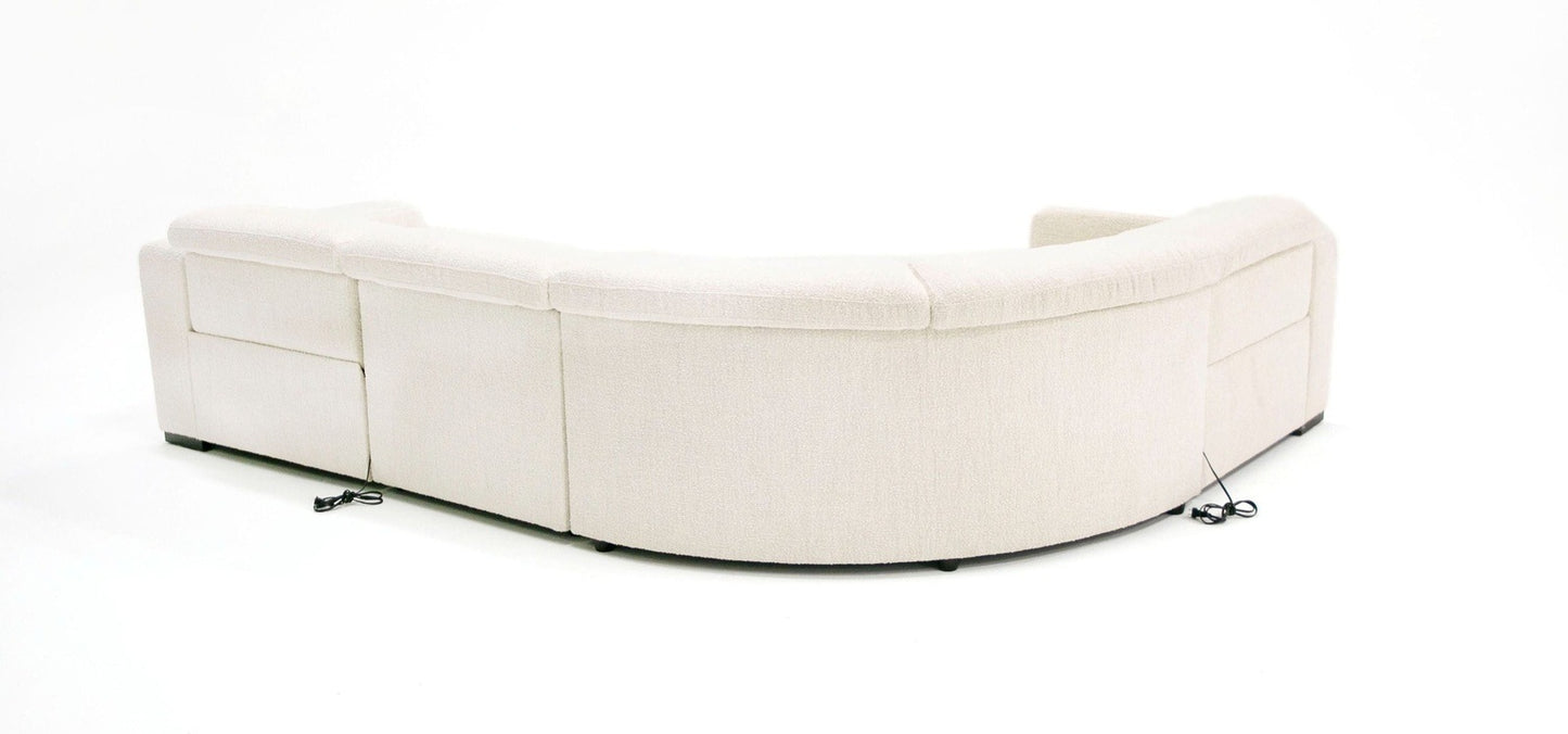 DIVANI CASA BECK- CONTEMPORARY WHITE FABRIC SECTIONAL WITH 3 RECLINERS