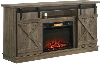 EF-128 64 INCH TV STAND WITH ELECTRIC FIREPLACE - GREY