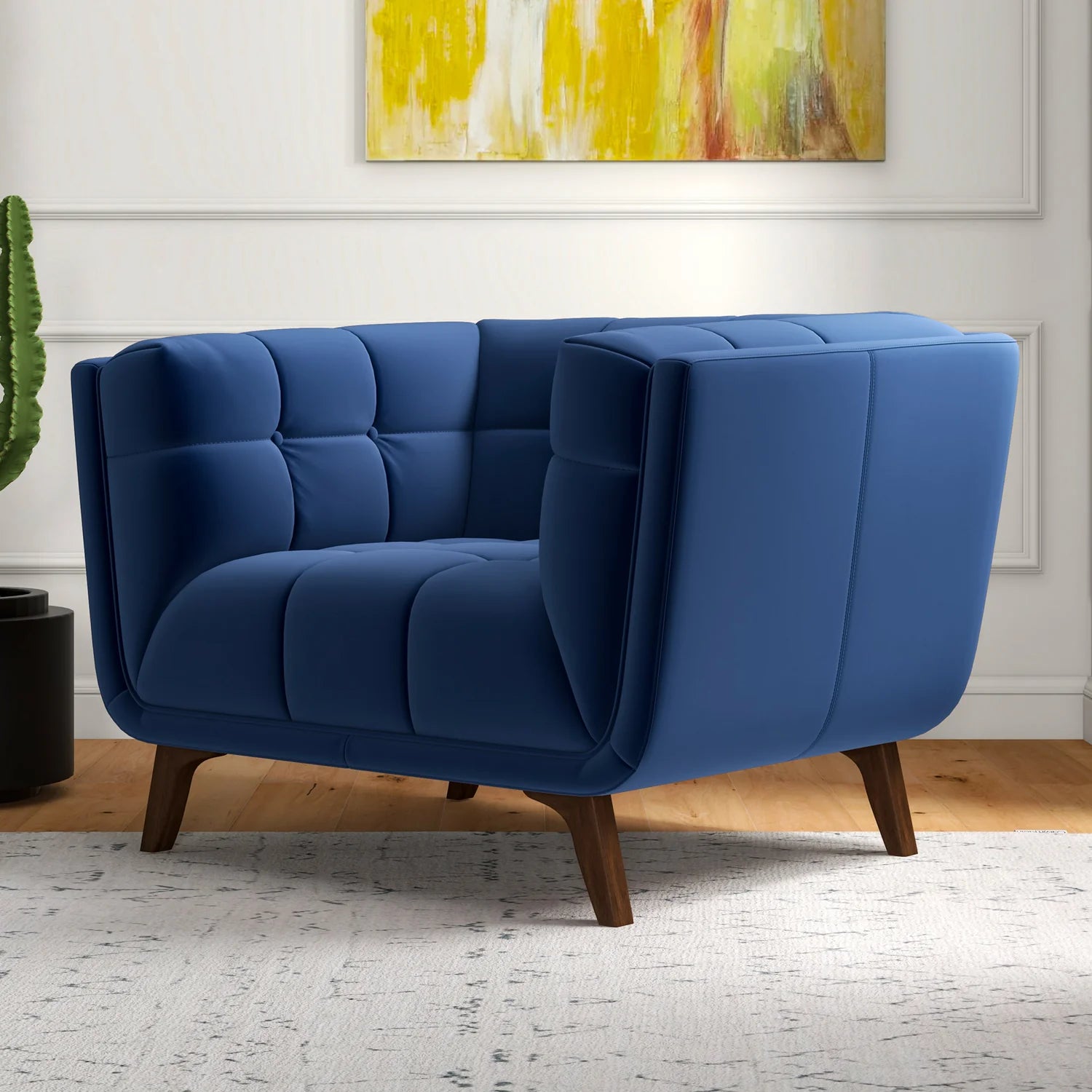 ADDISON LOUNGE CHAIR NAVY BLUE - VELVET