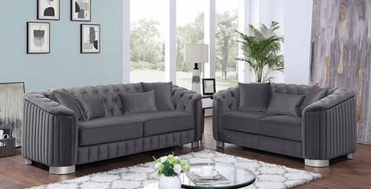 CASTELLON SOFA & LOVESEAT & CHAIR LIVING ROOM SET - GRAY