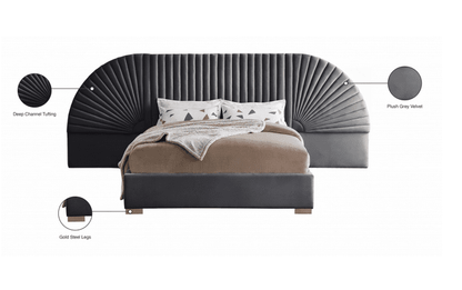 CLEO VELVET KING/QUEEN SIZE BED - GREY