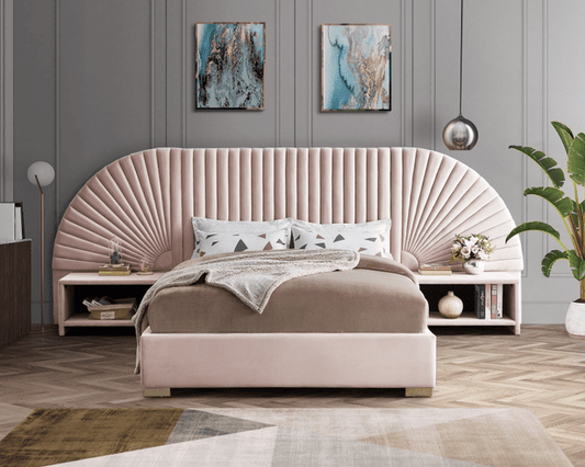 CLEO VELVET KING/QUEEN SIZE BED - PINK