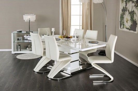 MIDVALE TABLE + 6 CHAIRS DINING SET - WHITE