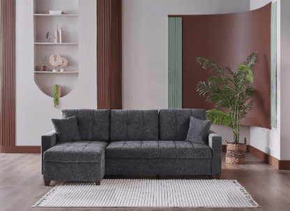 MOCCA SLEEPER & STORAGE SECTIONAL - SELMA GRAY