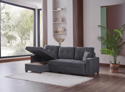 MOCCA SLEEPER & STORAGE SECTIONAL - SELMA GRAY