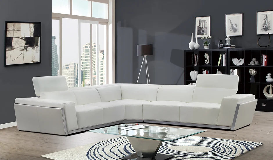 MI - 8010A DOMO 4PCS LEATHER SECTIONAL - WHITE