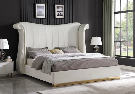 B400 LUNA KING / QUEEN PLATFORM BED - CREAM