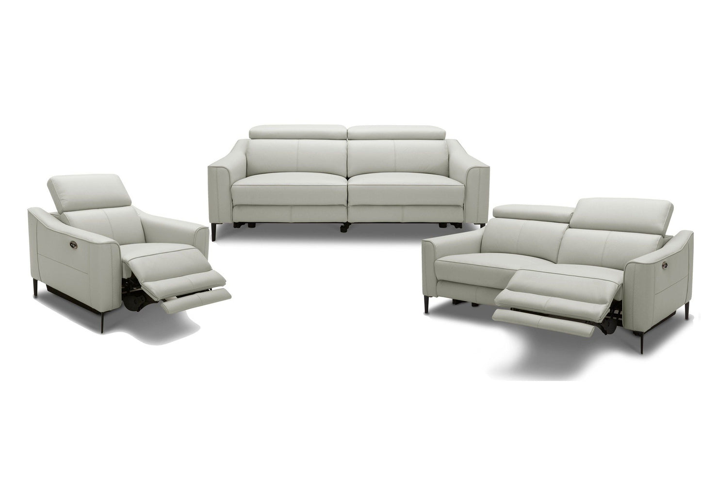 DIVANI CASA EDEN - MODERN GREY LEATHER 3 PCS RECLINING LIVING ROOM SET