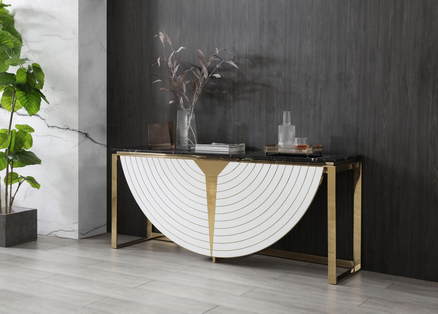 MODREST FLAVIO - GOLD + MARBLE CONSOLE TABLE