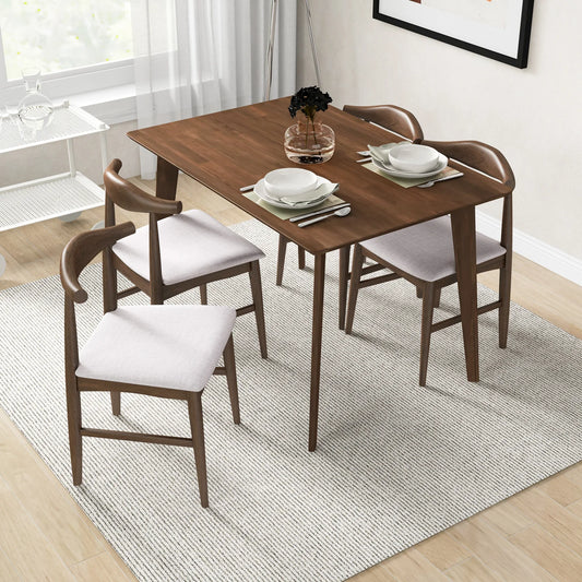 CARLOS DINING SET SMALL TABLE WALNUT WITH 4 DAMIAN GRAY FABRIC CHAIRS