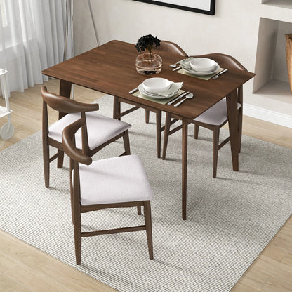 CARLOS DINING SET SMALL TABLE WALNUT WITH 4 DAMIAN GRAY FABRIC CHAIRS