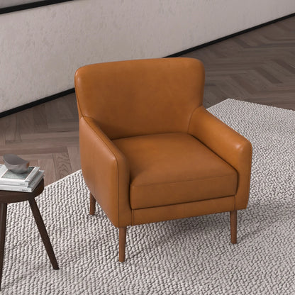 CLAIRE LOUNGE CHAIR TAN GENUINE LEATHER