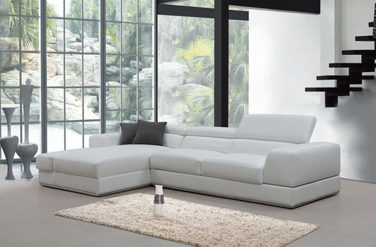 DIVANI CASA PELLA MINI - MODERN WHITE LEATHER LAF SECTIONAL