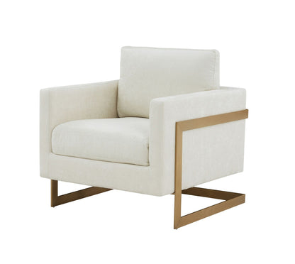 MODREST PRINCE - CONTEMPORARY CREAM + GOLD FABRIC ACCENT CHAIR