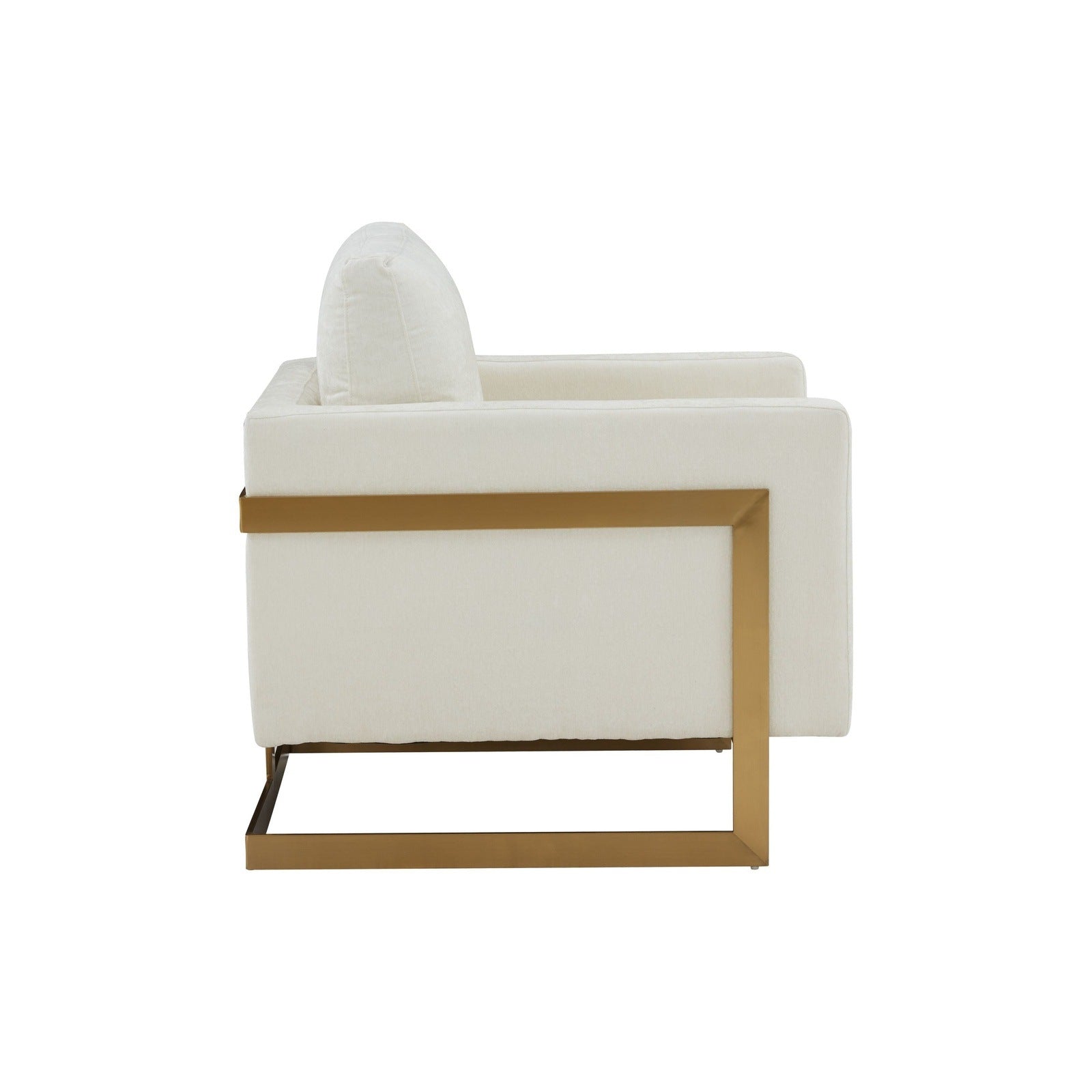 MODREST PRINCE - CONTEMPORARY CREAM + GOLD FABRIC ACCENT CHAIR