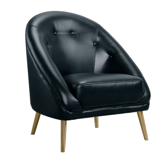 TRINITY ACCENT CHAIR WITH GOLD LEGS - BLACK