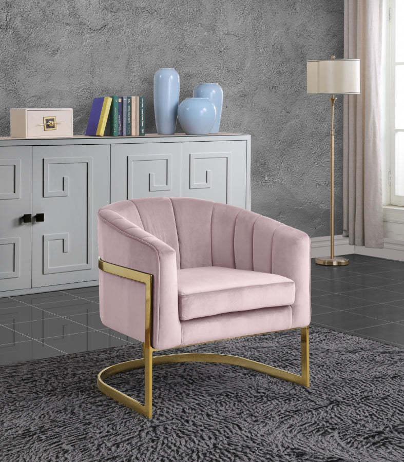 CARTER VELVET ACCENT CHAIR - PINK