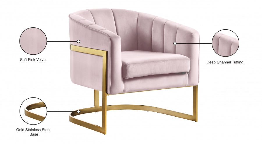 CARTER VELVET ACCENT CHAIR - PINK