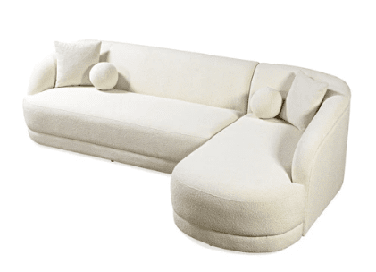 BELLA IVORY BOUCLE RAF VELVET SECTIONAL LIVING ROOM SET