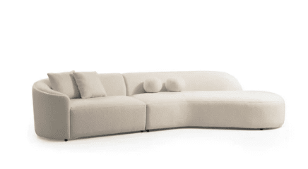 CLOE IVORY BOUCLE CURVED RAF VELVET SECTIONAL LIVING ROOM SET