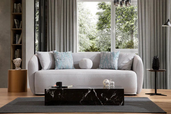 LAYLA PEWTER BOUCLE SOFA & LOVESEAT VELVET LIVING ROOM SET