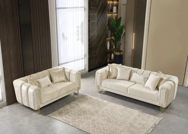 SANTANA VELVET SOFA & LOVESEAT LIVING ROOM SET - COFFEE