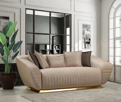 EMPOLI IVORY VELVET SOFA & LOVESEAT LIVING ROOM SET