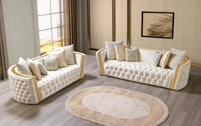 FANCI SOFA & LOVESEAT LIVING ROOM SET - IVORY