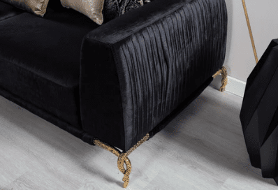 GISELLE VELVET SOFA & LOVESEAT LIVING ROOM SET - BLACK