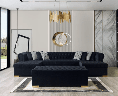 LAUREN - PEARL VELVET DOUBLE CHAISE SECTIONAL LIVING ROOM SET