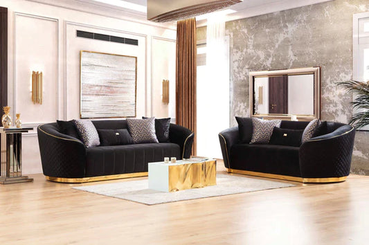 ASTER SOFA & LOVESEAT LIVING ROOM SET - BLACK