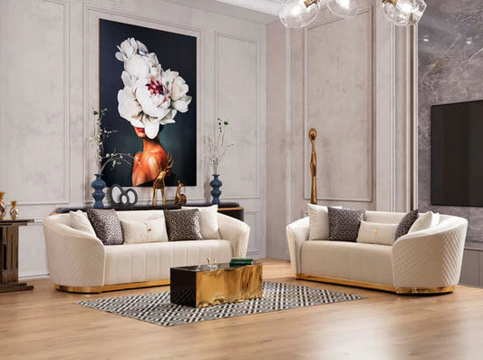 ASTER SOFA & LOVESEAT LIVING ROOM SET - IVORY
