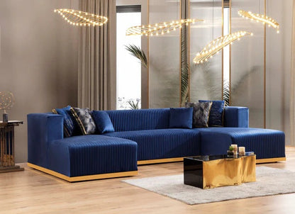 JULIANA - VELVET DOUBLE CHAISE SECTIONAL COUCH - MOCHA